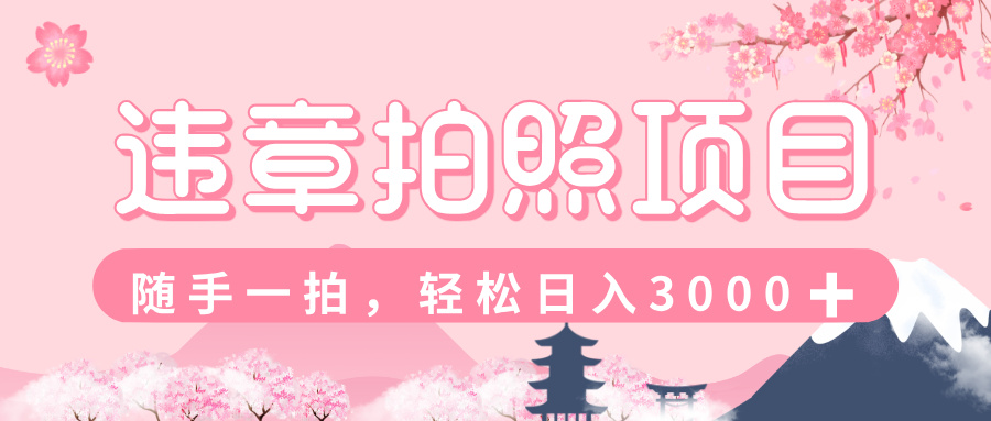 解气又赚钱的项目，最新违章拍照赚钱，随手一拍，轻松收入3000+