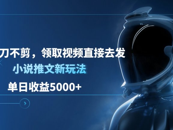 单日收益5000+，小说推文新玩法，一刀不剪，领取视频直接去发